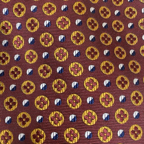 Louis Vuitton LV Silk Classic Necktie Designer Luxury Maroon Gold Pattern Tie  - Picture 2 of 7